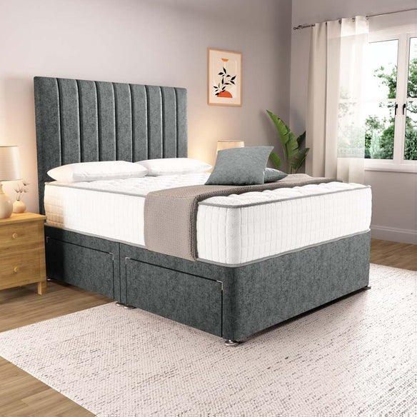 Prague Divan Bed - Charcoal Chenille
