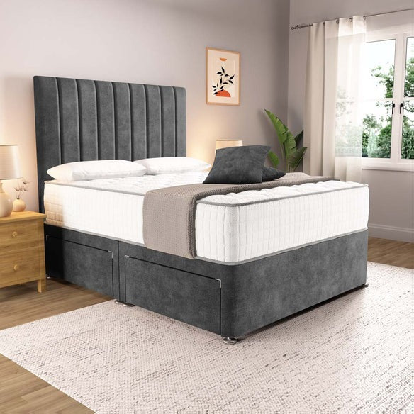Prague Divan Bed - Charcoal Coniston