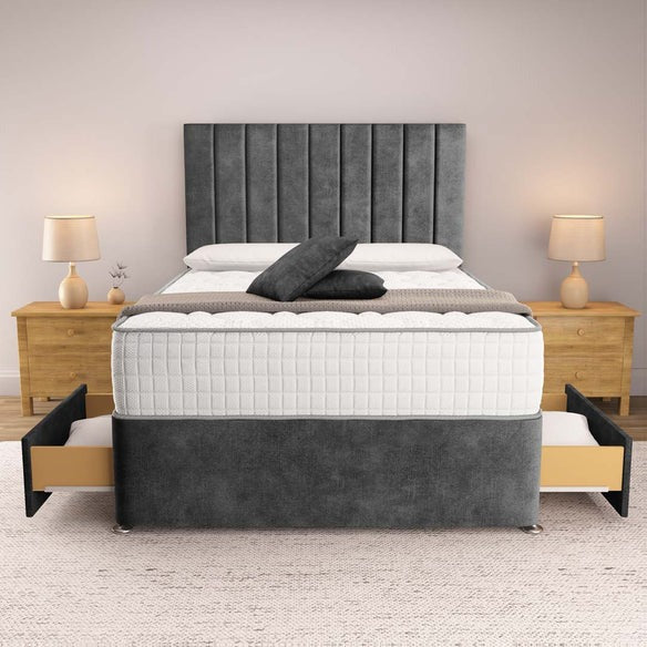 Prague Divan Bed - Charcoal Coniston
