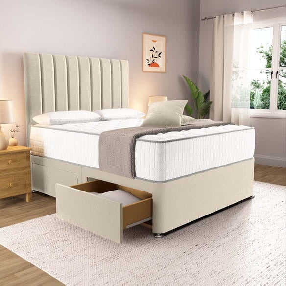Prague Divan Bed - Cream Plush Velvet