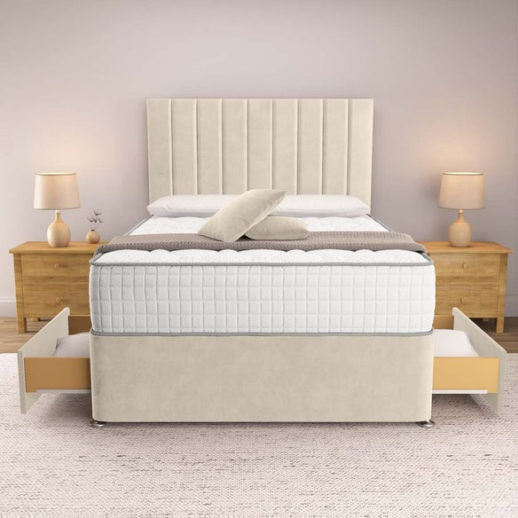 Prague Divan Bed - Cream Plush Velvet
