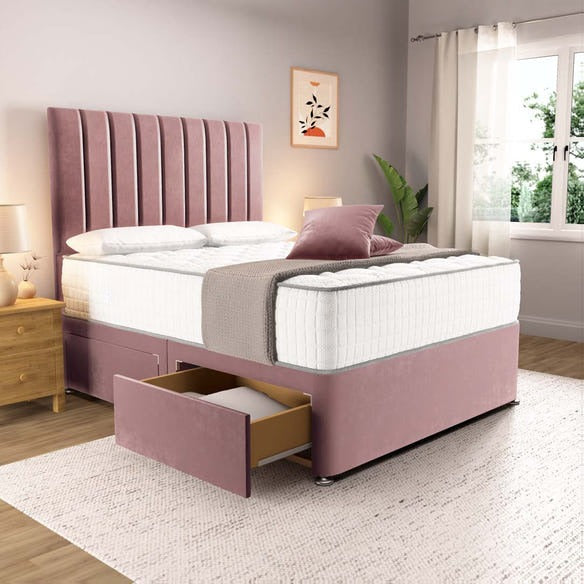 Prague Divan Bed - Pink Plush Velvet