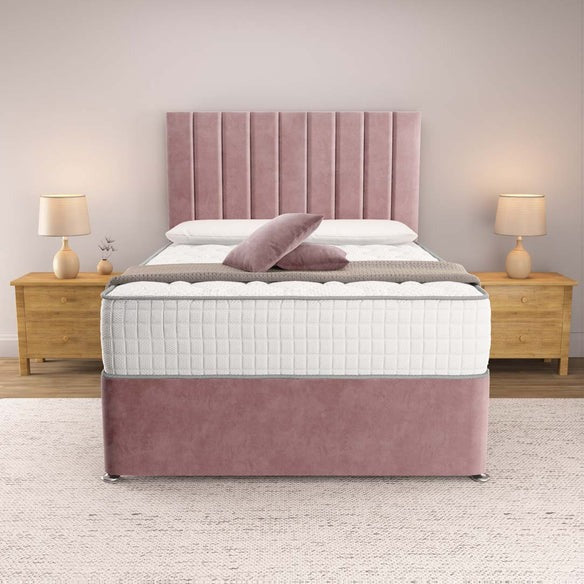 Prague Divan Bed - Pink Plush Velvet