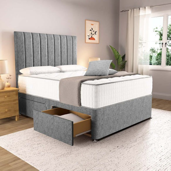 Prague Divan Bed - Silver Chenille