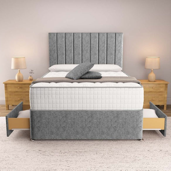 Prague Divan Bed - Silver Chenille