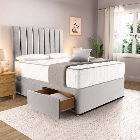 Prague Divan Bed - Silver Plush Velvet