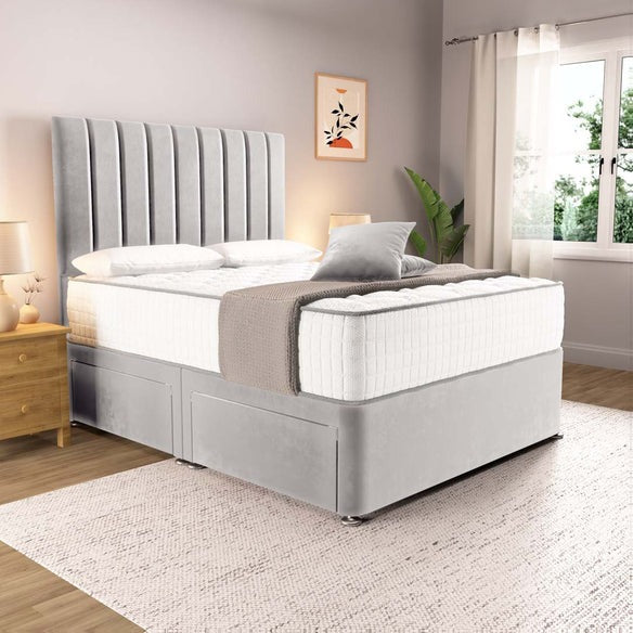 Prague Divan Bed - Silver Plush Velvet