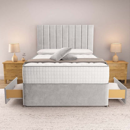 Prague Divan Bed - Silver Plush Velvet