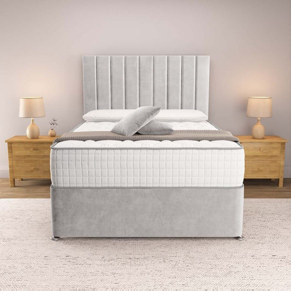 Prague Divan Bed - Silver Plush Velvet