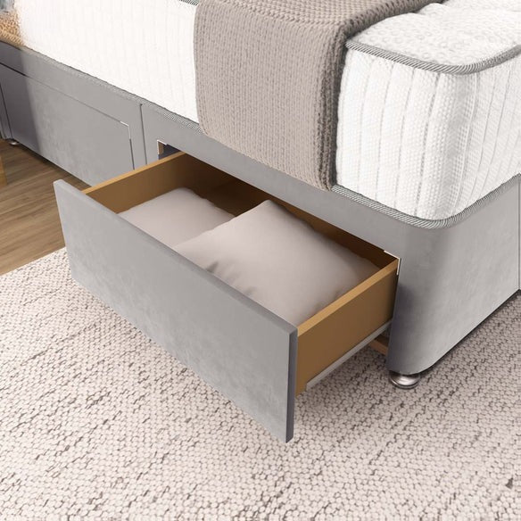 Prague Divan Bed - Silver Plush Velvet