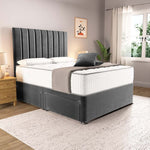Prague Divan Bed - Steel Plush Velvet