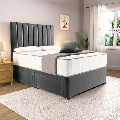 Prague Divan Bed - Steel Plush Velvet