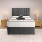 Prague Divan Bed - Steel Plush Velvet