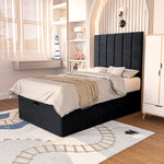 Prague Kids Ottoman Divan Bed - Black Plush Velvet