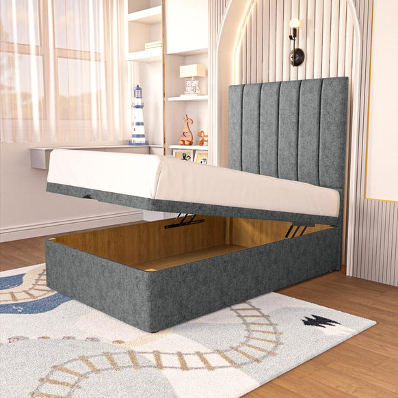 Prague Kids Ottoman Divan Bed - Charcoal Chenille