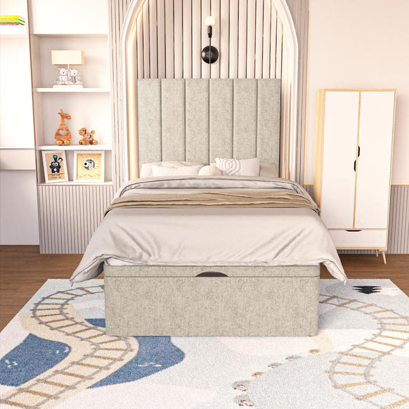Prague Kids Ottoman Divan Bed - Cream Chenille