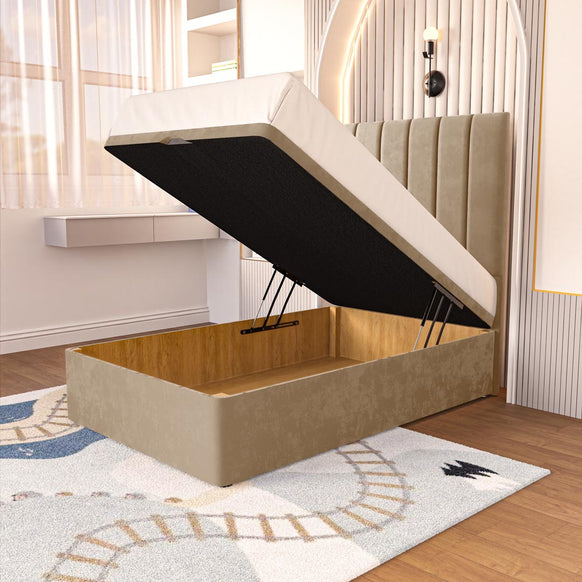 Prague Kids Ottoman Divan Bed - Mink Plush Velvet