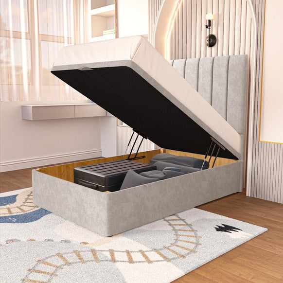 Prague Kids Ottoman Divan Bed - Seal Grey Naples