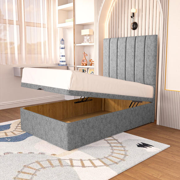 Prague Kids Ottoman Divan Bed - Silver Chenille