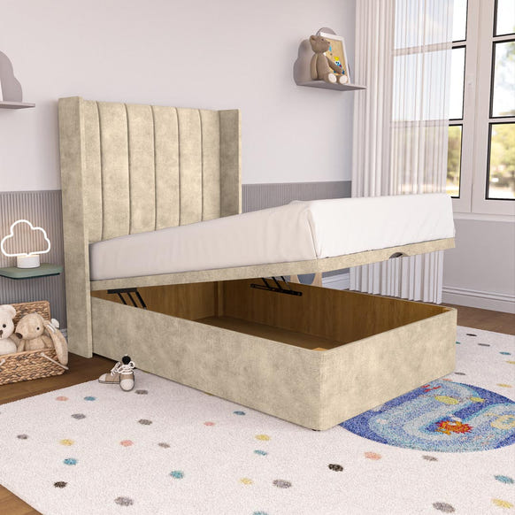 Prague Kids Wingback Ottoman Divan Bed - Almond Coniston