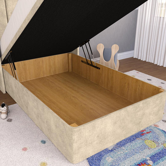 Prague Kids Wingback Ottoman Divan Bed - Almond Coniston
