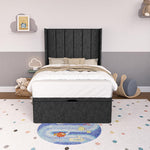 Prague Kids Wingback Ottoman Divan Bed - Black Chenille