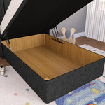 Prague Kids Wingback Ottoman Divan Bed - Black Chenille