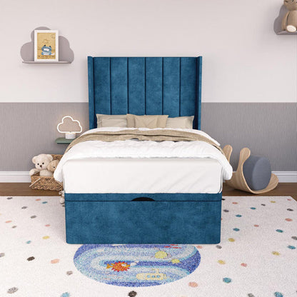 Prague Kids Wingback Ottoman Divan Bed - Blue Coniston