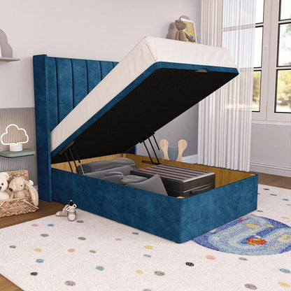 Prague Kids Wingback Ottoman Divan Bed - Blue Coniston