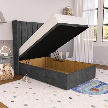 Prague Kids Wingback Ottoman Divan Bed - Charcoal Coniston
