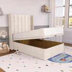 Prague Kids Wingback Ottoman Divan Bed - Cream Naples