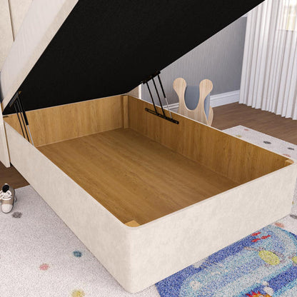 Prague Kids Wingback Ottoman Divan Bed - Cream Naples