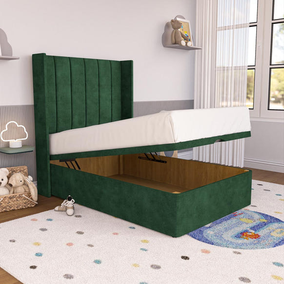 Prague Kids Wingback Ottoman Divan Bed - Emerald Coniston