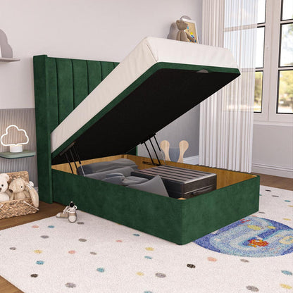 Prague Kids Wingback Ottoman Divan Bed - Emerald Coniston