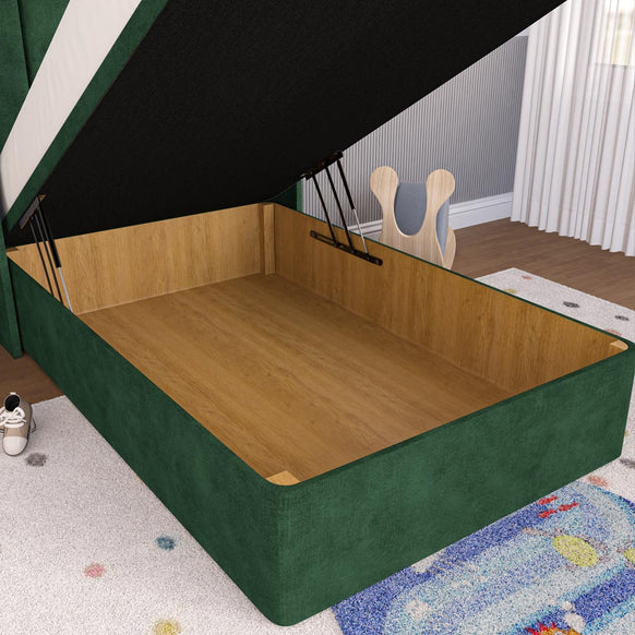 Prague Kids Wingback Ottoman Divan Bed - Emerald Coniston