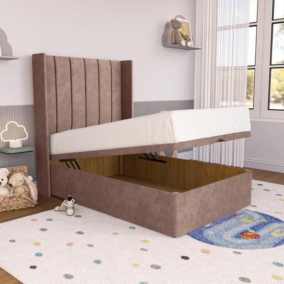Prague Kids Wingback Ottoman Divan Bed - Mauve Naples
