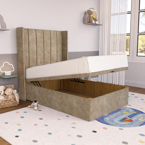 Prague Kids Wingback Ottoman Divan Bed - Mink Coniston