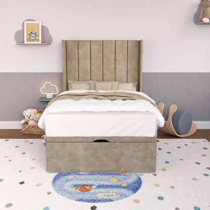 Prague Kids Wingback Ottoman Divan Bed - Mink Coniston