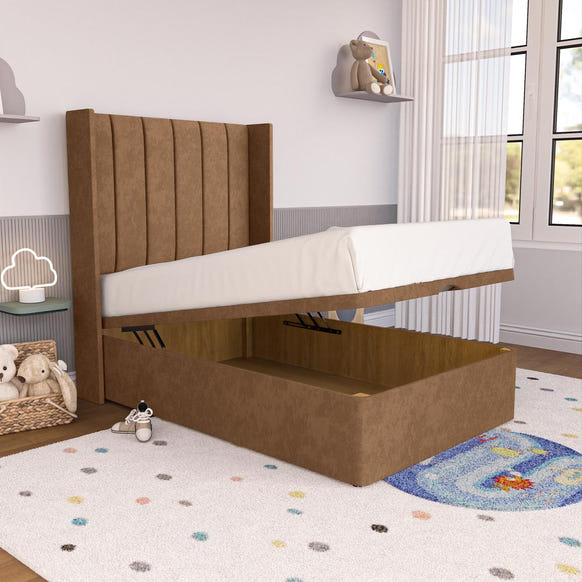 Prague Kids Wingback Ottoman Divan Bed - Mink Naples