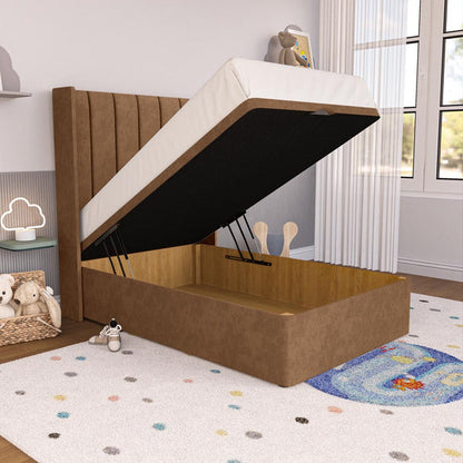 Prague Kids Wingback Ottoman Divan Bed - Mink Naples