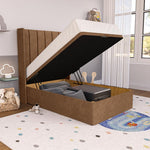 Prague Kids Wingback Ottoman Divan Bed - Mink Naples