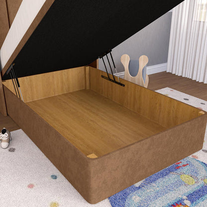 Prague Kids Wingback Ottoman Divan Bed - Mink Naples