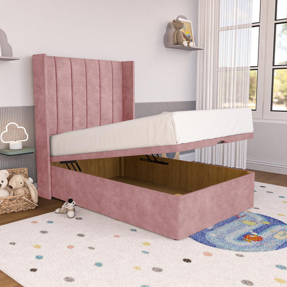 Prague Kids Wingback Ottoman Divan Bed - Pink Coniston
