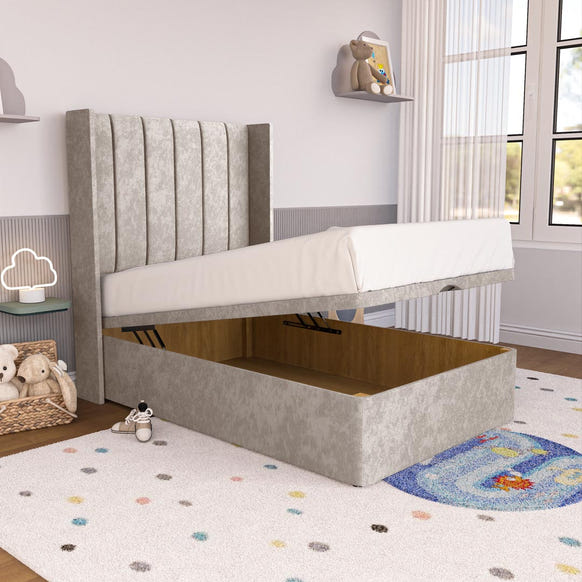 Prague Kids Wingback Ottoman Divan Bed - Seal Grey Naples