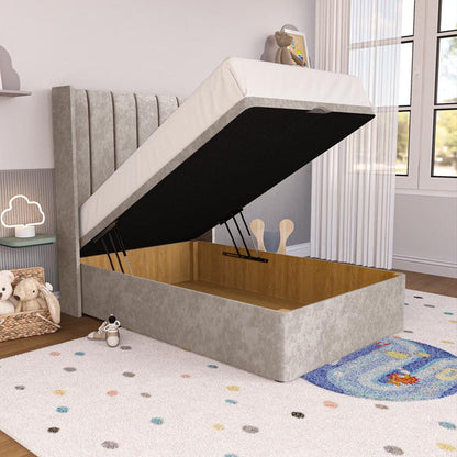 Prague Kids Wingback Ottoman Divan Bed - Seal Grey Naples