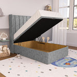 Prague Kids Wingback Ottoman Divan Bed - Silver Chenille