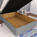 Prague Kids Wingback Ottoman Divan Bed - Silver Chenille