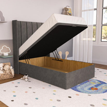 Prague Kids Wingback Ottoman Divan Bed - Slate Grey Naples