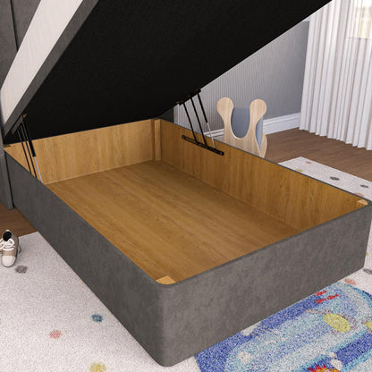 Prague Kids Wingback Ottoman Divan Bed - Slate Grey Naples