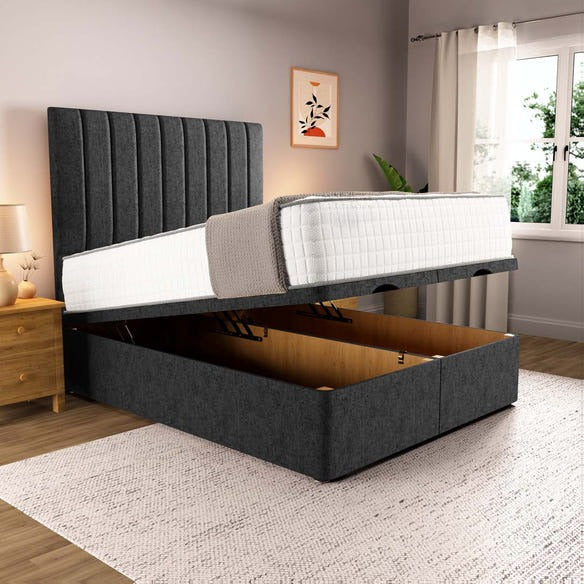 Prague Ottoman Divan Bed - Black Chenille